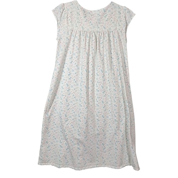 Eileen West Cotton Floral Lace Nightgown Blue Size Medium Cottage Country - Picture 2 of 11